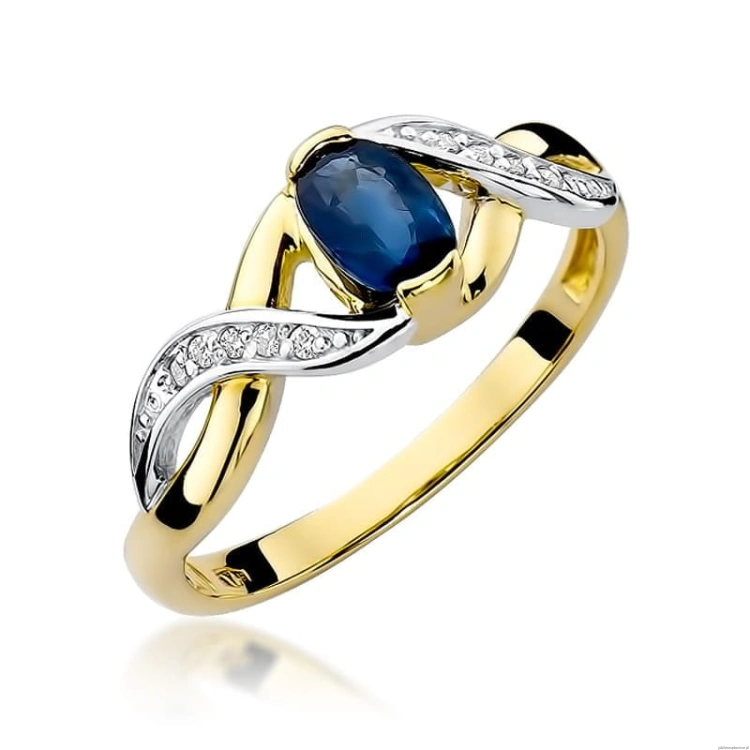 Pierścionek W028 Szafir 0,70ct żółte złoto