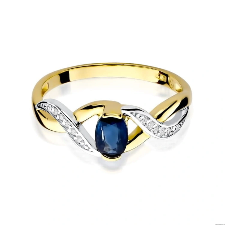 Pierścionek W028 Szafir 0,70ct żółte złoto