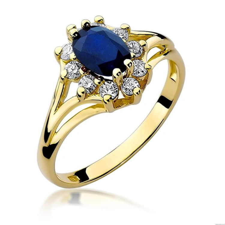 Pierścionek W037 Szafir 0,90ct żółte złoto