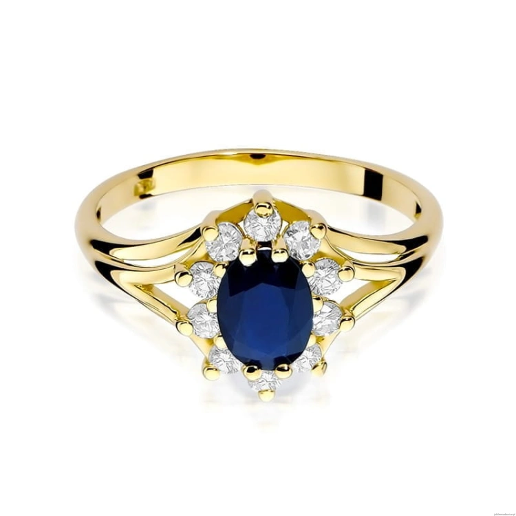 Pierścionek W037 Szafir 0,90ct żółte złoto