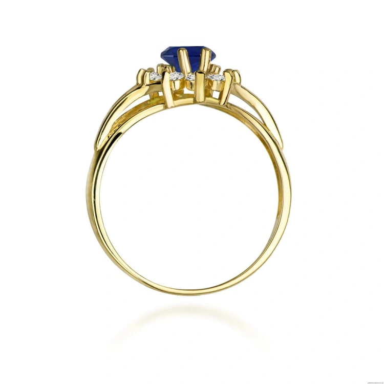 Pierścionek W037 Szafir 0,90ct żółte złoto