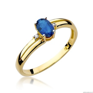 Pierścionek W068 Szafir 0,70ct żółte złoto