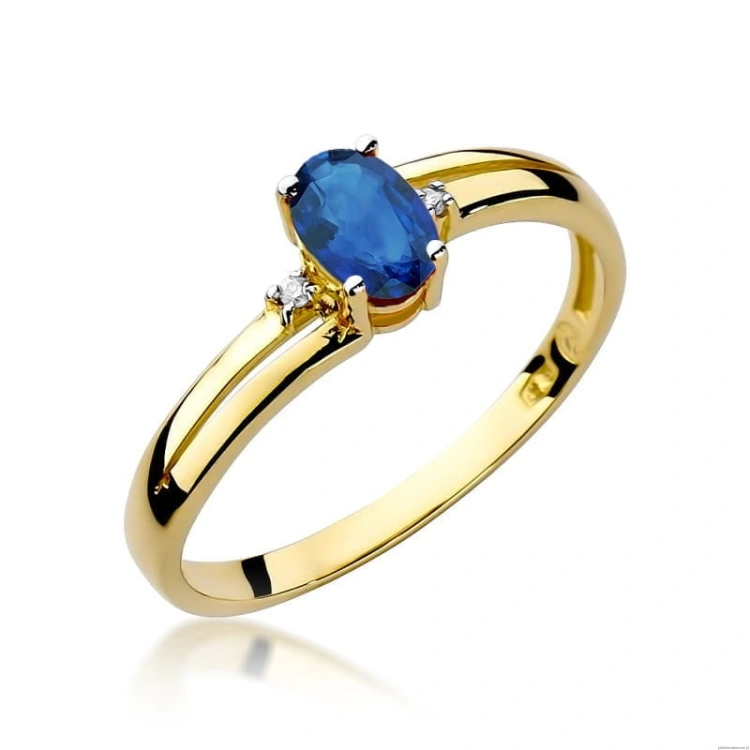 Pierścionek W068 Szafir 0,70ct żółte złoto