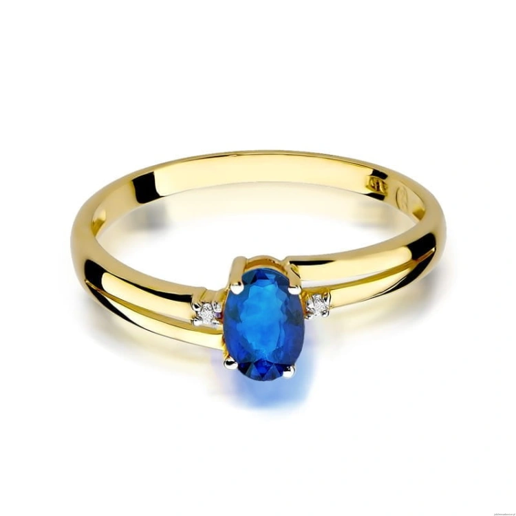 Pierścionek W068 Szafir 0,70ct żółte złoto