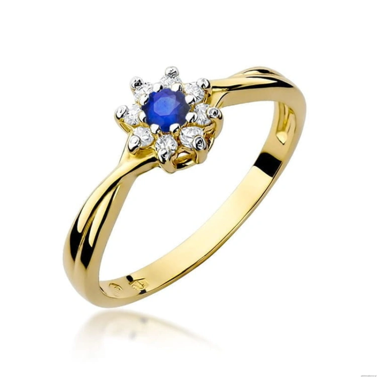Pierścionek W072 Szafir 0,15ct żółte złoto