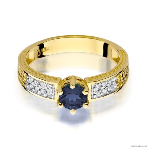 Pierścionek W075 Szafir 0,50ct żółte złoto