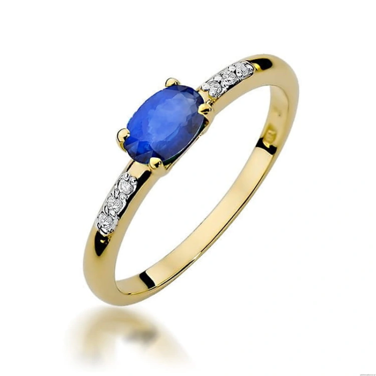 Pierścionek W077 Szafir 0,70ct żółte złoto
