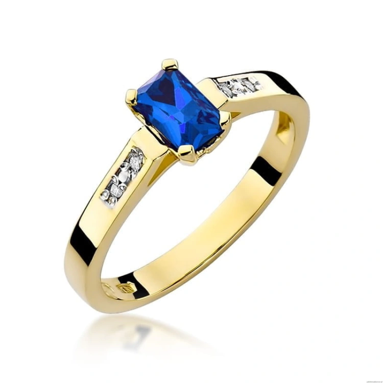 Pierścionek W078 Szafir 0,60ct żółte złoto