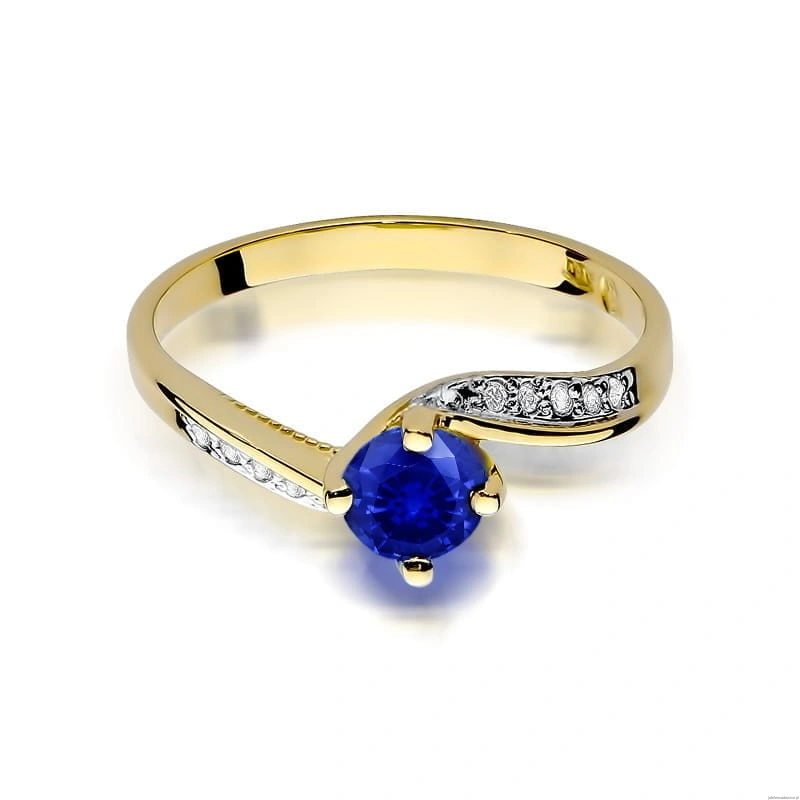Pierścionek W084 Szafir 0,50ct żółte złoto