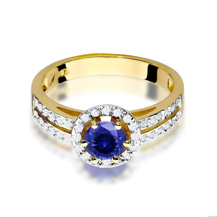 Pierścionek W087 Szafir 0,50ct żółte złoto
