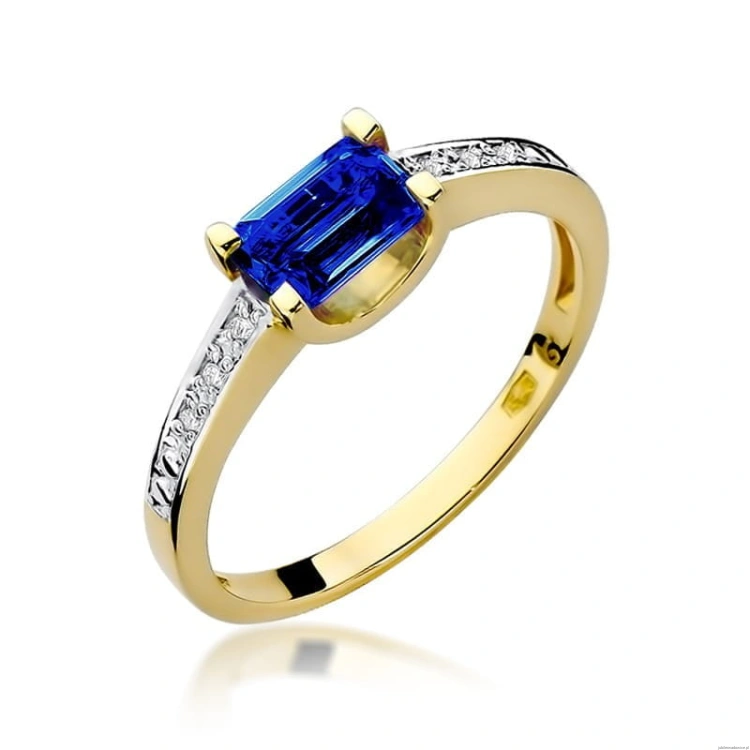 Pierścionek W105 Szafir 0,60ct żółte złoto