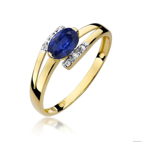 Pierścionek W119 Szafir 0,70ct żółte złoto