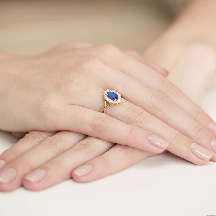 Pierścionek W182 Szafir 0,90ct żółte złoto