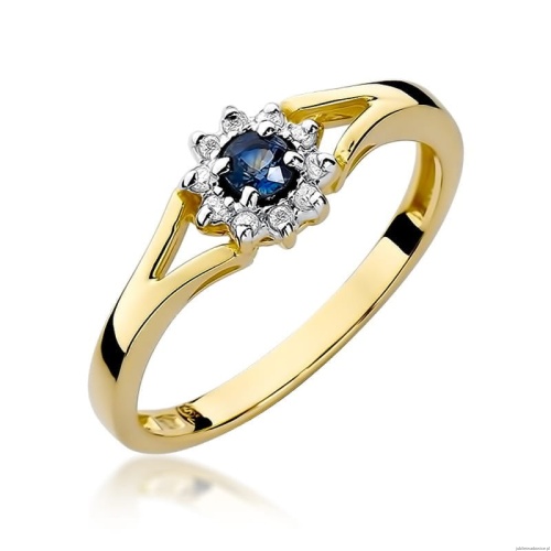 Pierścionek W185 Szafir 0,15ct żółte złoto