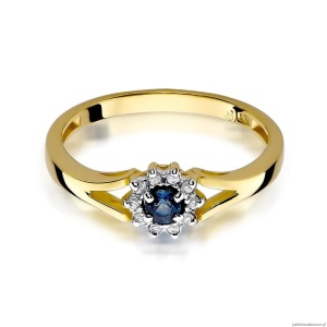 Pierścionek W185 Szafir 0,15ct żółte złoto