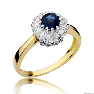 Pierścionek W284 Szafir 0,50ct żółte złoto