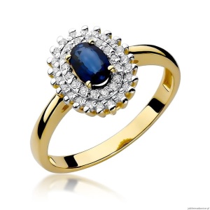 Pierścionek W303 Szafir 0,70ct żółte złoto