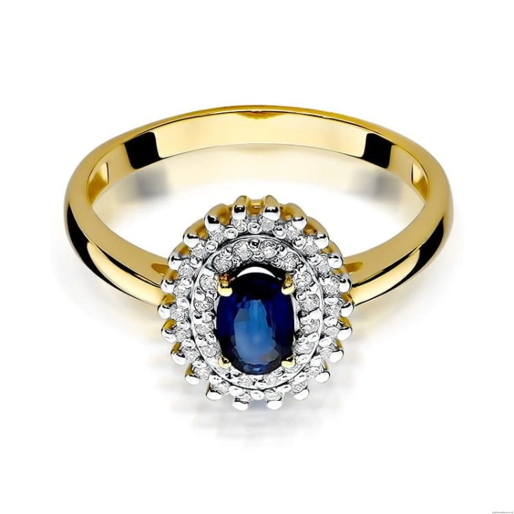 Pierścionek W303 Szafir 0,70ct żółte złoto