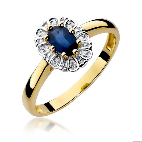 Pierścionek W304 Szafir 0,70ct żółte złoto