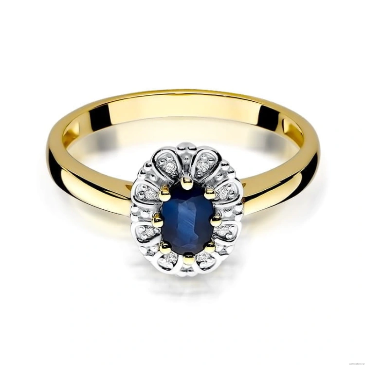 Pierścionek W304 Szafir 0,70ct żółte złoto