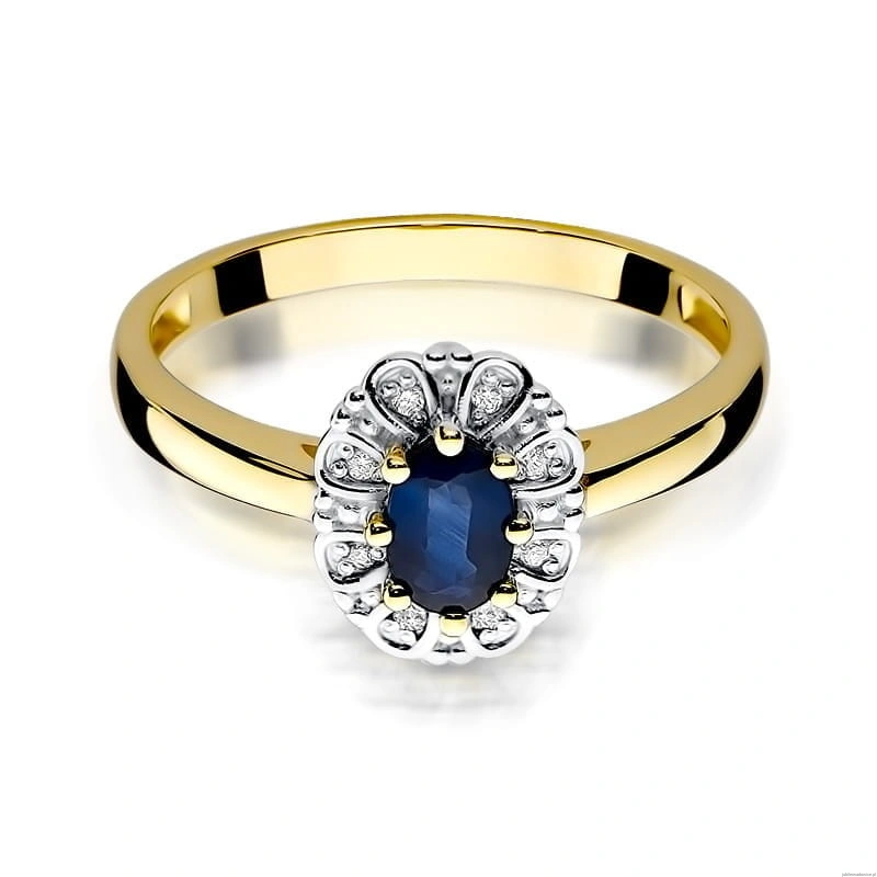 Pierścionek W304 Szafir 0,70ct żółte złoto
