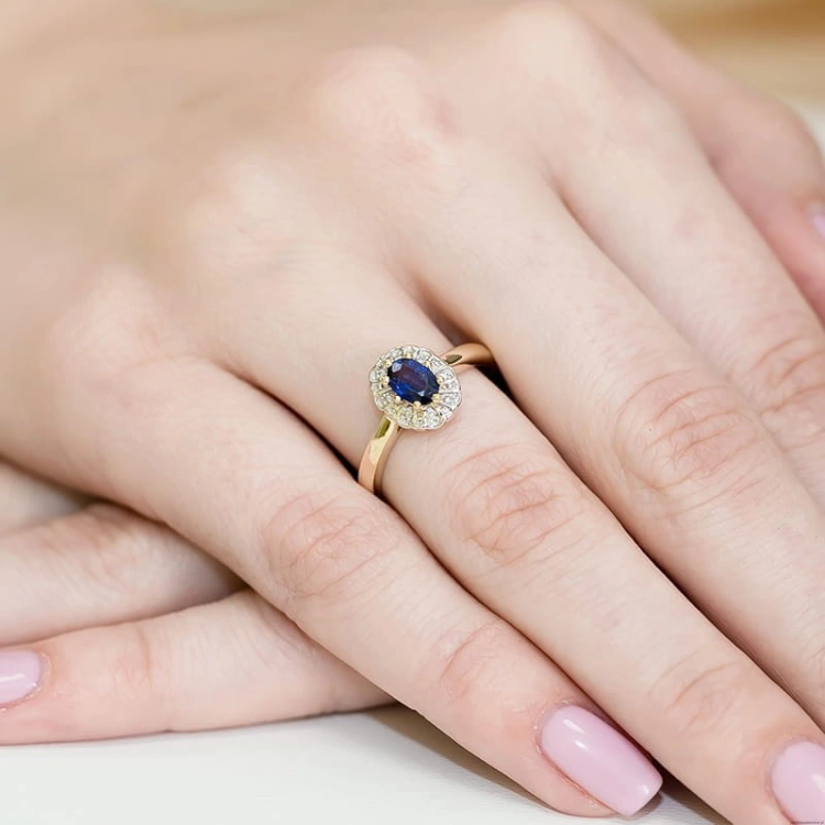 Pierścionek W304 Szafir 0,70ct żółte złoto