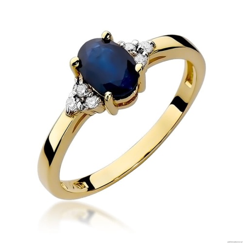 Pierścionek W308 Szafir 0,90ct żółte złoto