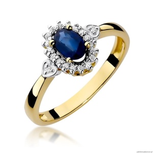 Pierścionek W312 Szafir 0,70ct żółte złoto