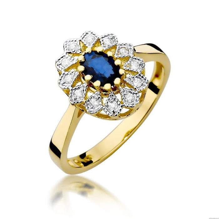 Pierścionek W354 Szafir 0,70ct żółte złoto
