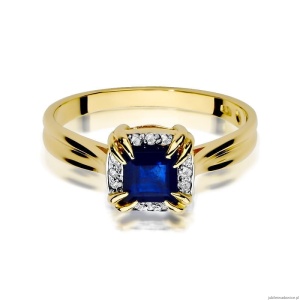 Pierścionek W358 Szafir 0,70ct żółte złoto