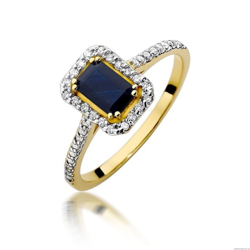 Pierścionek W403 Szafir 0,60ct żółte złoto