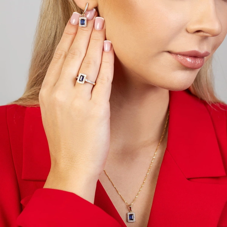 Pierścionek W403 Szafir 0,60ct żółte złoto