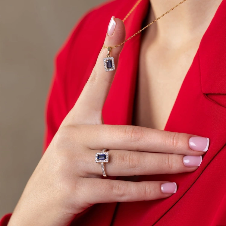 Pierścionek W403 Szafir 0,60ct żółte złoto