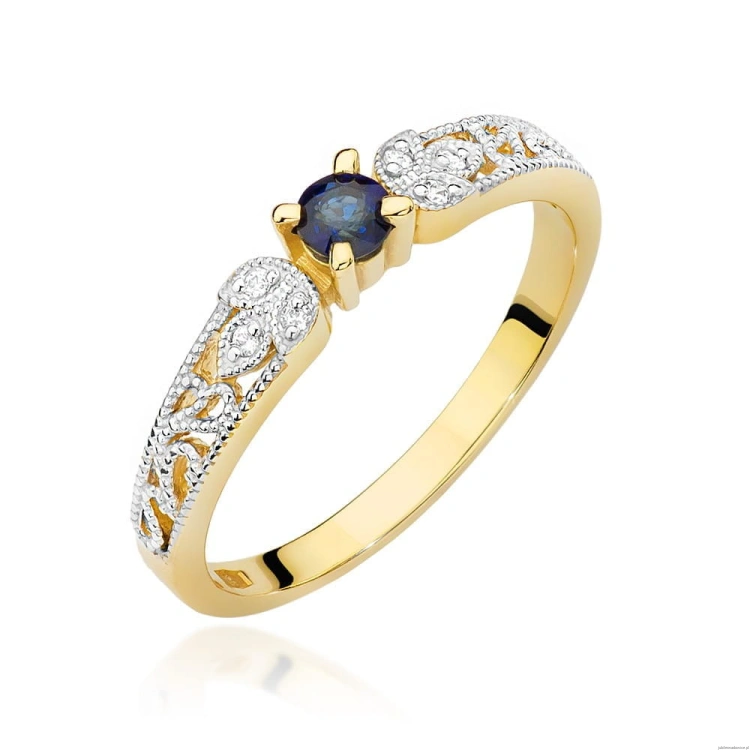 Pierścionek W411 Szafir 0,10ct żółte złoto