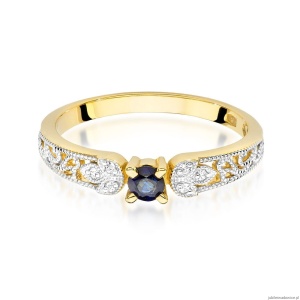 Pierścionek W411 Szafir 0,10ct żółte złoto