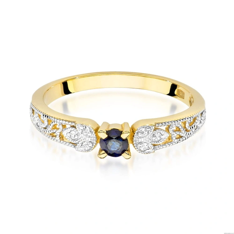 Pierścionek W411 Szafir 0,10ct żółte złoto