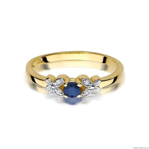 Pierścionek W414 Szafir 0,15ct żółte złoto