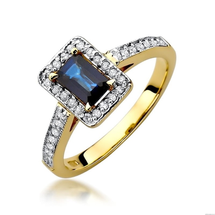Pierścionek W422 Szafir 0,60ct żółte złoto
