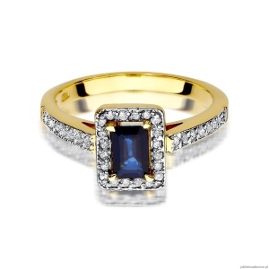 Pierścionek W422 Szafir 0,60ct żółte złoto