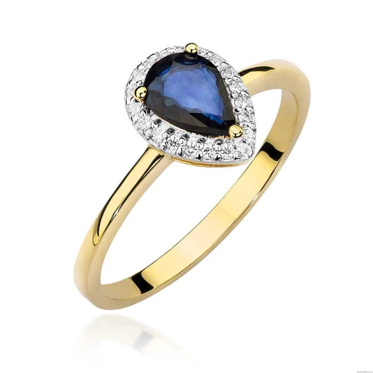 Pierścionek W455 Szafir 0,60ct żółte złoto