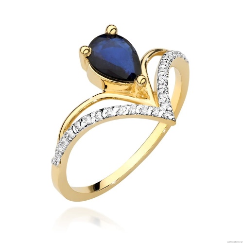 Pierścionek W487 Szafir 0,60ct żółte złoto