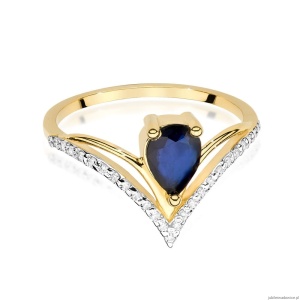 Pierścionek W487 Szafir 0,60ct żółte złoto
