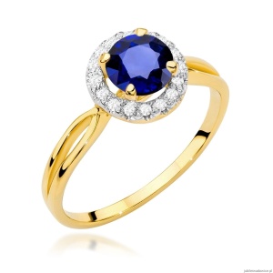 Pierścionek W538 Szafir 1,00ct żółte złoto