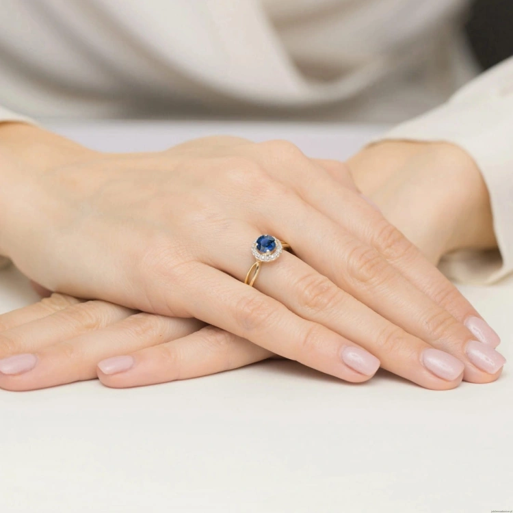 Pierścionek W538 Szafir 1,00ct żółte złoto