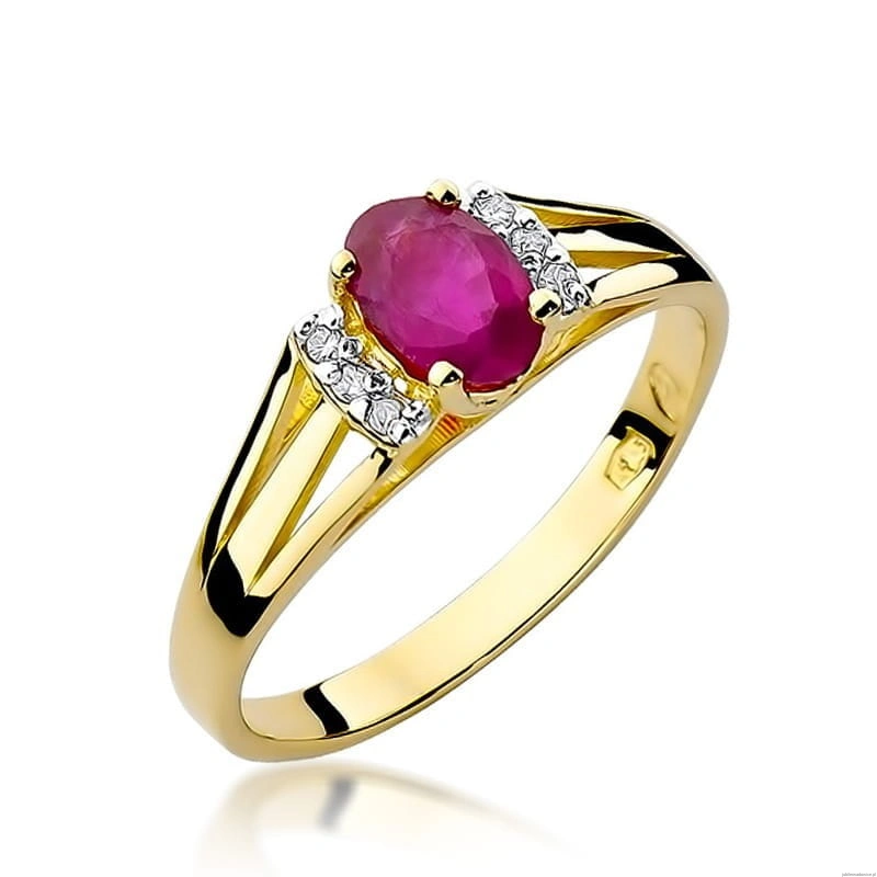 Pierścionek W005 Rubin 0,60ct żółte złoto