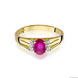 Pierścionek W005 Rubin 0,60ct żółte złoto