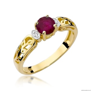 Pierścionek W014 Rubin 0,60ct żółte złoto