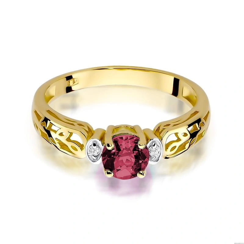 Pierścionek W014 Rubin 0,60ct żółte złoto