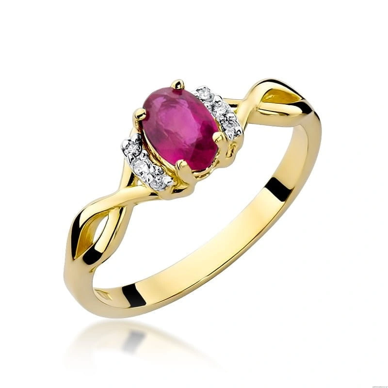 Pierścionek W019 Rubin 0,60ct żółte złoto