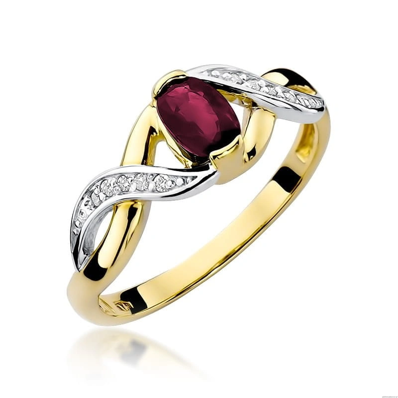 Pierścionek W028 Rubin 0,60ct żółte złoto
